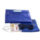 aerial view a blue with matching color sunglasses & golf towel layover 15 piece golf kit in travel pack with zipper components inserted into zipper kit, image 1 of 3