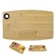 a group of hercules 13 x 8 king size bamboo cutting serving board with silicone hanging ring