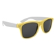 aerial view a bright yellow with white full color colorblock malibu sunglasses, image 1 of 2