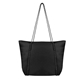 aerial view a black with black rope tote bag with rpet material, image 1 of 3