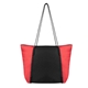 aerial view a red with black rope tote bag with rpet material, image 1 of 3