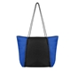 aerial view a royal blue with black rope tote bag with rpet material, image 1 of 3
