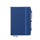 aerial view a blue journal notebook with sticky notes flags, image 1 of 4