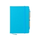 aerial view a light blue journal notebook with sticky notes flags, image 1 of 4