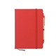 aerial view a red journal notebook with sticky notes flags, image 1 of 4
