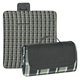 aerial view a black flap with gray/black plaid blanket roll - up picnic blanket, image 1 of 2