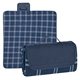aerial view a navy flap with white/navy plaid blanket roll - up picnic blanket, image 1 of 2