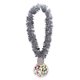 aerial view a clear/silver led christmas medallion tinsel necklace, image 1 of 3