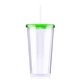 aerial view a green 20 oz venti slurpy clear with solid lid tumbler, image 1 of 3