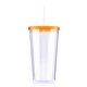a orange 20 oz venti slurpy clear with solid lid tumbler