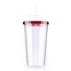 aerial view a red 20 oz venti slurpy clear with solid lid tumbler, image 1 of 2