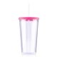 aerial view a pink 20 oz venti slurpy clear with solid lid tumbler, image 1 of 3
