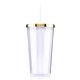 aerial view a gold 20 oz venti slurpy clear with solid lid tumbler, image 1 of 3