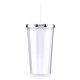 aerial view a silver 20 oz venti slurpy clear with solid lid tumbler, image 1 of 2