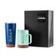 aerial view a group of 20 oz azure tumbler 16 oz yukon mug - gift set, image 1 of 5