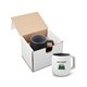 aerial view a white 15oz geo square handle ceramic mug in mailer, image 1 of 2
