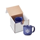 aerial view a reflex blue 15oz campfire ceramic mug in mailer, image 1 of 3