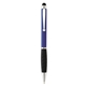 aerial view a blue with black ink twist stylus grip ballpoint pen, image 1 of 2