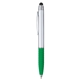 aerial view a green with black ink silver cool grip stylus pen, image 1 of 6