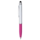 aerial view a pink with black ink silver cool grip stylus pen, image 1 of 6
