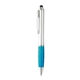 aerial view a turquoise with black ink tev silver stylus pen, image 1 of 6