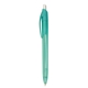 aerial view a turquoise with black ink element plastic slim pen, image 1 of 7
