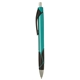 aerial view a turquoise with black ink metallic barrel silver top pen, image 1 of 7