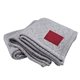 a gray & red patch highland cozy wool blend knit blanket