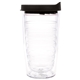 aerial view a clear tumbler with black (pms process black)lid tervis(r) classic tritan tumbler - 16 oz, image 1 of 2