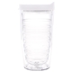 aerial view a clear tumbler with frosted lid tervis(r) classic tritan tumbler - 16 oz, image 1 of 2