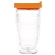 aerial view a clear tumbler with orange (pms 1645)lid tervis(r) classic tritan tumbler - 16 oz, image 1 of 2