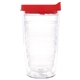 aerial view a clear tumbler with red (pms 187)lid tervis(r) classic tritan tumbler - 16 oz, image 1 of 5