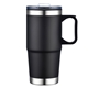 aerial view a black polar 24 oz double walled travel mug w / handle, image 1 of 2