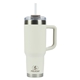 aerial view a cream pelican porter(tm) 40 oz recycled double wall stainless steel travel tumbler, image 1 of 9