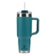 aerial view a teal pelican porter(tm) 40 oz recycled double wall stainless steel travel tumbler, image 1 of 9