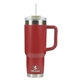 aerial view a red pelican porter(tm) 40 oz recycled double wall stainless steel travel tumbler, image 1 of 9