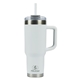aerial view a white pelican porter(tm) 40 oz recycled double wall stainless steel travel tumbler, image 1 of 9