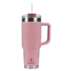 aerial view a pink pelican porter(tm) 40 oz recycled double wall stainless steel travel tumbler, image 1 of 9