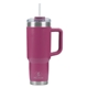aerial view a dark pink pelican porter(tm) 40 oz recycled double wall stainless steel travel tumbler, image 1 of 9