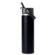 aerial view a black hydro flask(r) wide mouth 24oz bottle with flex straw cap, image 1 of 10