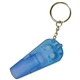 a translucent blue led whistle keychain