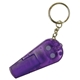 a translucent purple led whistle keychain