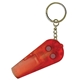 a translucent red led whistle keychain