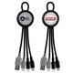 a black light up loop dual input 3- in -1 charging cable