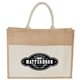 aerial view a natural jute shopper tote with recycled cotton pocket, image 1 of 10