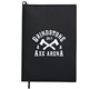 aerial view a black 7 x 10 mela apple leather refillable journal, image 1 of 10
