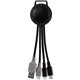 aerial view a blue light up color two tone dual input 3- in -1 charging cable, image 1 of 2