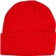 aerial view a red universal fit knit beanie with cuff, image 1 of 2