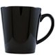 aerial view a black 12 oz ceramic coffee mug, image 1 of 2