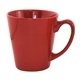aerial view a red 12 oz ceramic coffee mug, image 1 of 2